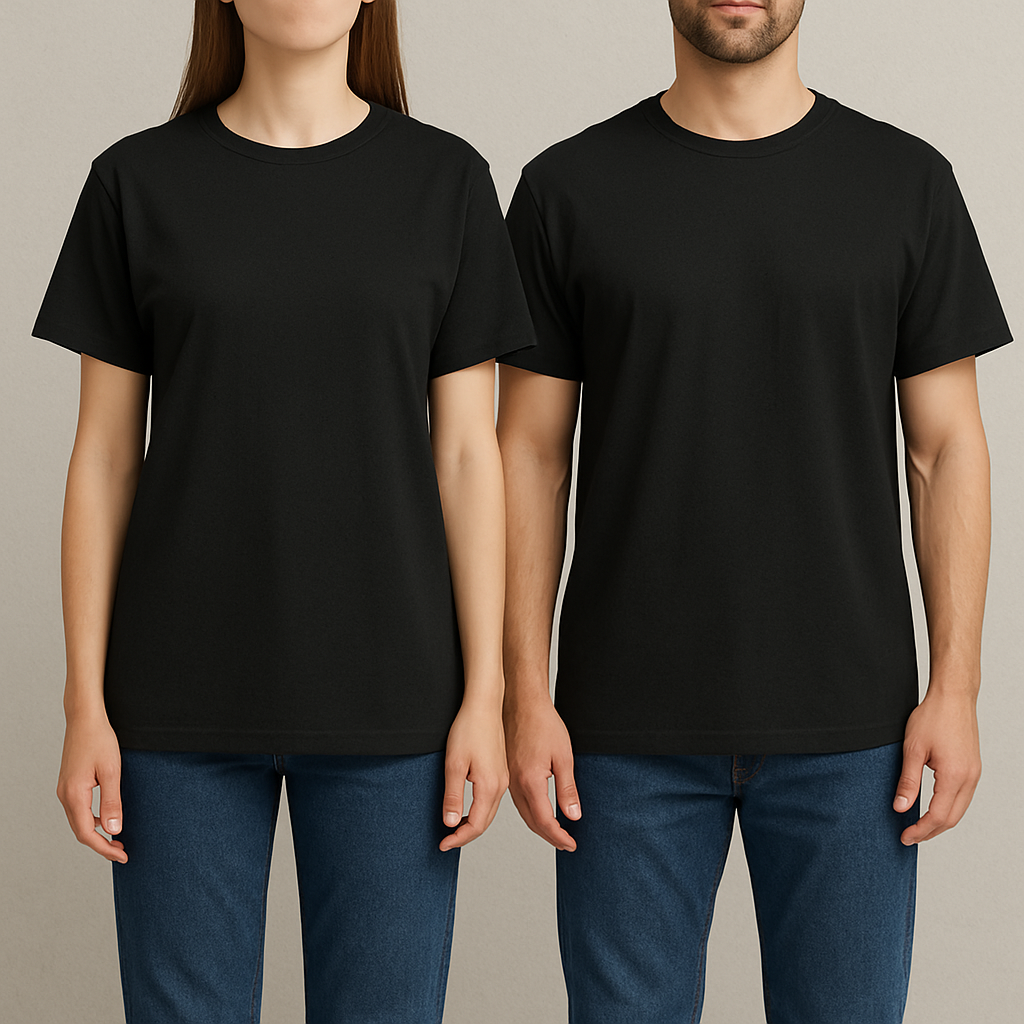 تيشيرت سادة بسعر الجملة (بدون طباعة) باللون الاسود